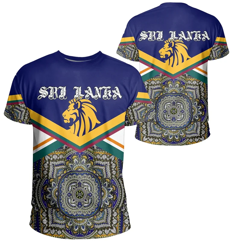 New 3D Printed Sri Lanka Flag T Shirt Men Street Coat Of Arms Graphics T-shirt Round Neck Short Sleeves Gym Fitness Tees Tops