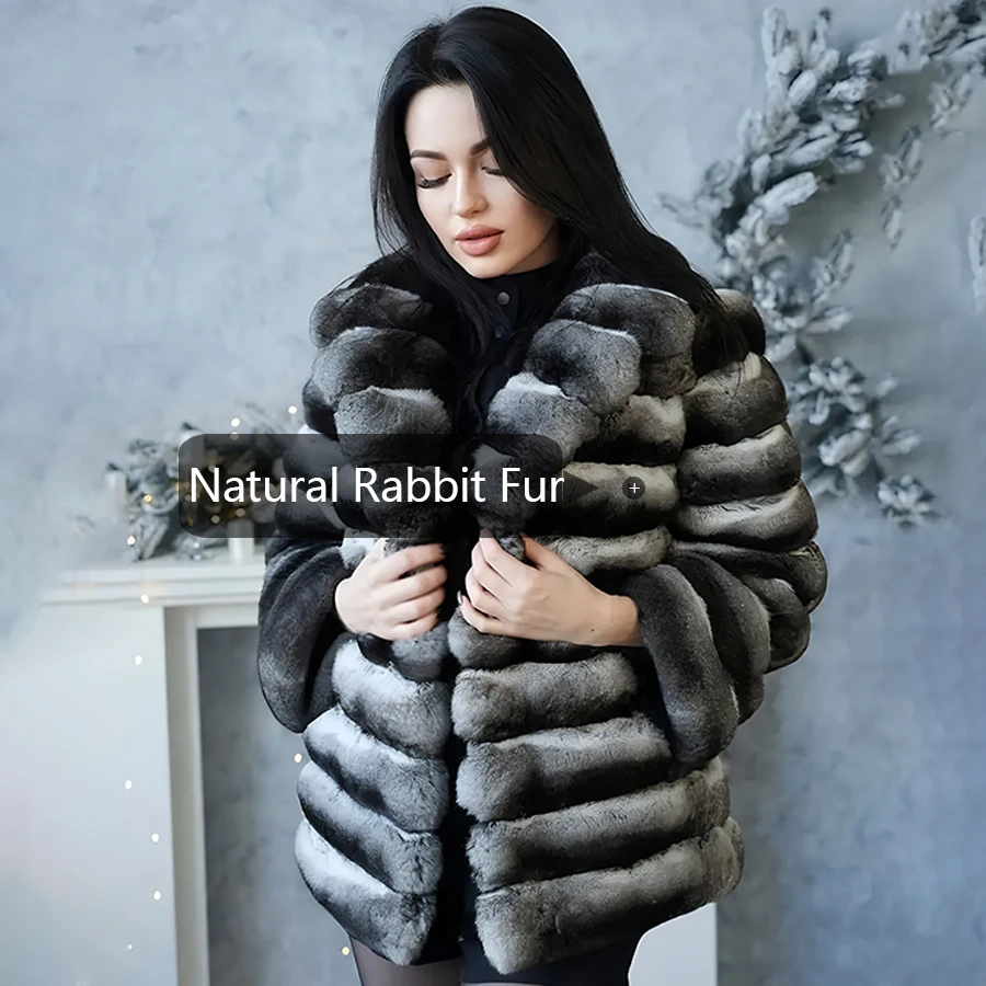 Vera pelliccia giacca da donna cincillà Rex cappotto di pelliccia di coniglio corto inverno caldo cappotto di pelliccia di coniglio naturale più venduto nuovi arrivi