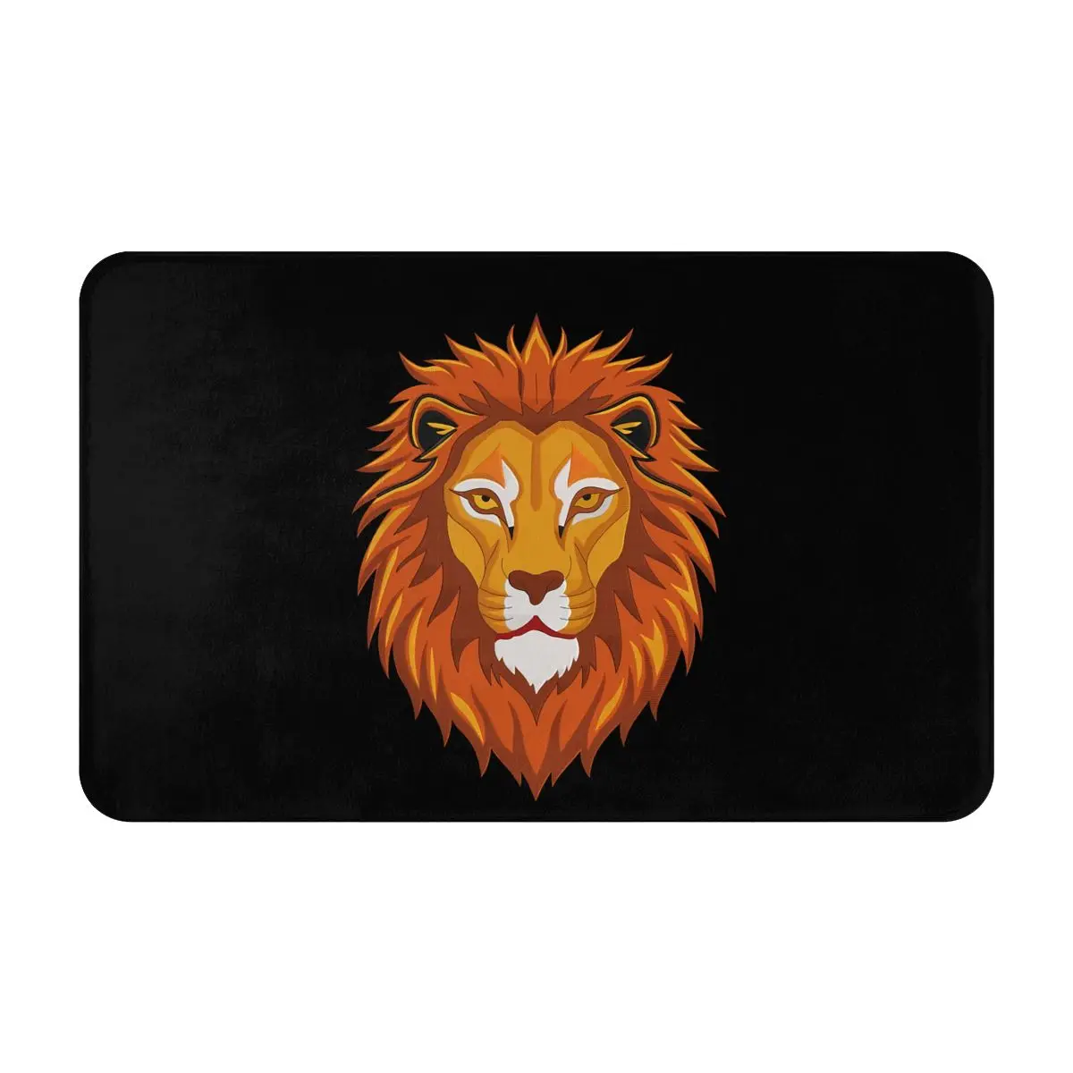 

Plush Flannel Non-Slip Area Rug Fierce Lion In Embroidery Style Comfortable and Durable Floor Mat for Home and Office