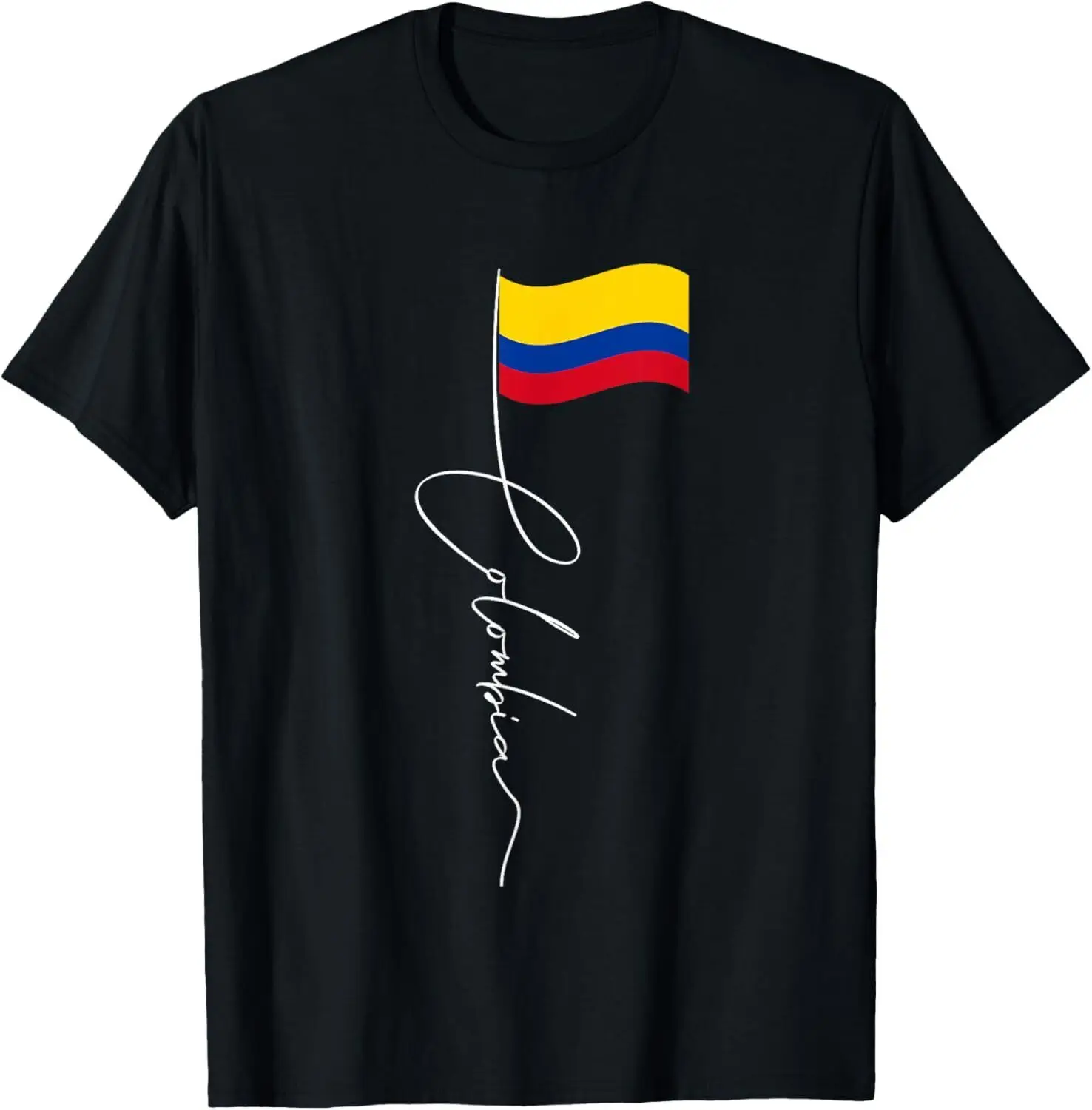 NEW! Colombia Signature Flag Pole Patriotic Colombian Gift T-Shirt - MADE IN USA