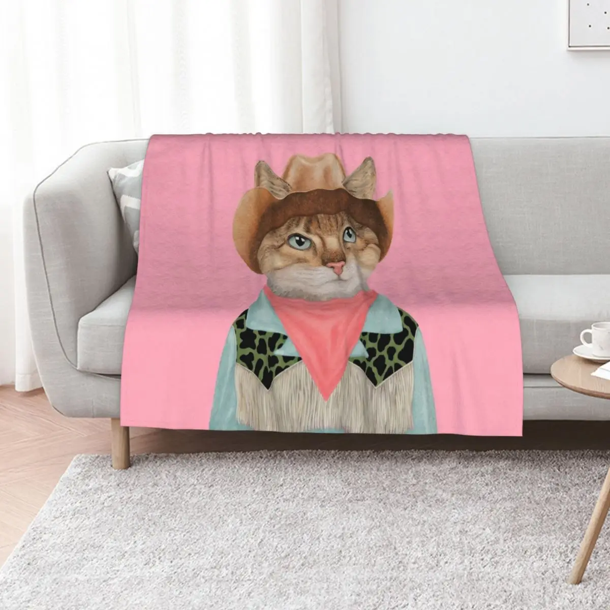 Rodeo Kitty Cowboy Cat Throw Blanket Custom cosplay anime Summer Beddings For Sofa Thin Summer Vintage Blankets
