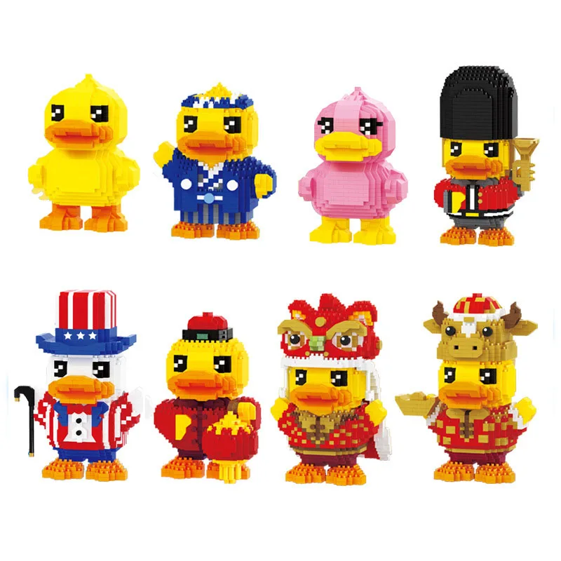 Micro Particle Assembly Model Toy Creative Mini Small Building Block Little Yellow Duck Series Bricks Puzzle Ornaments