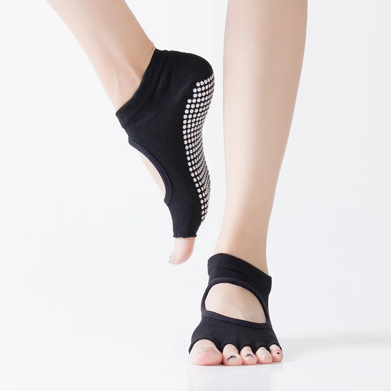 Chaussettes de yoga confortables pour femmes, chaussettes à cinq doigts, chaussettes de sport non ald-ald Pilates, chaussettes fendues de yoga,