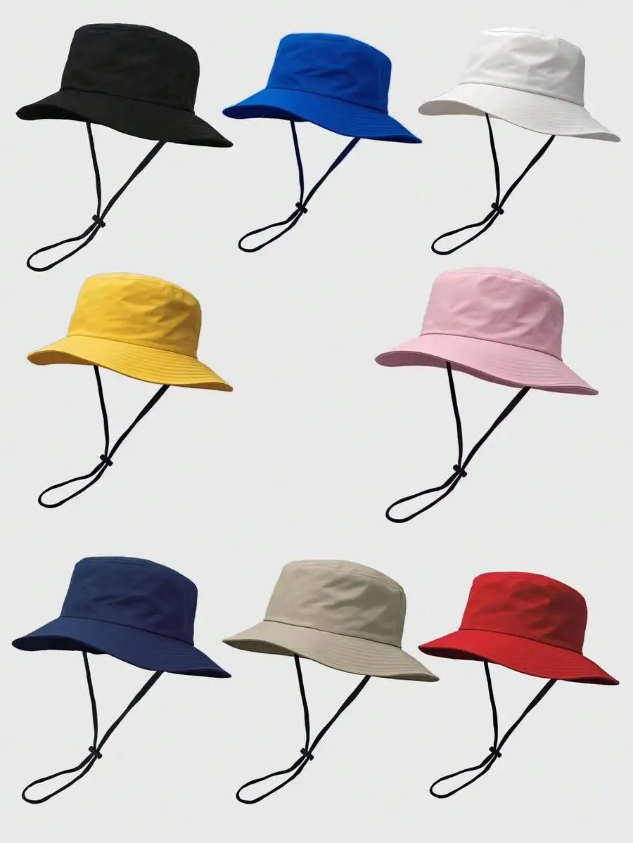 1 Stück Unisex Einfarbiger Bucket Hat mit Kordelzug, Outdoor Reise Wandern Lässiger Leichter Modischer Sonnenhut, Geeignet für Alle Altersgruppen