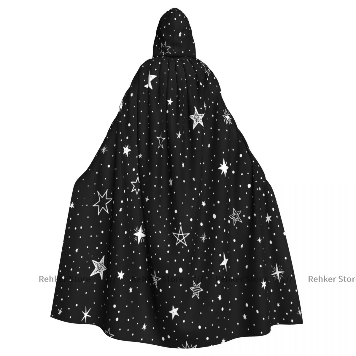 

Black Stars Hooded Cloak Coat Halloween Cosplay Costume Vampire Devil Wizard Cape Gown Party