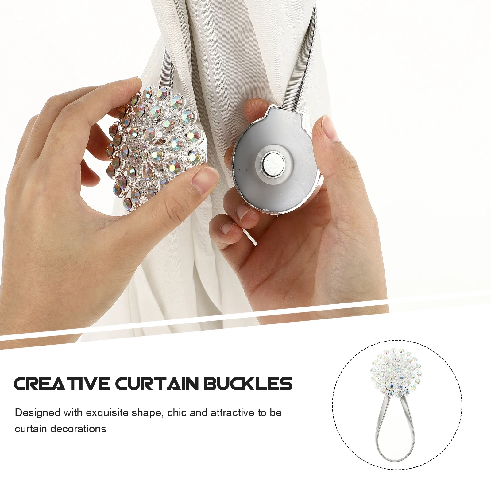 

2Pcs Magnetic Curtain Tiebacks Exquisite Curtain Buckles Elegant Holders for Home Cafe Shop Restaurant Decoration