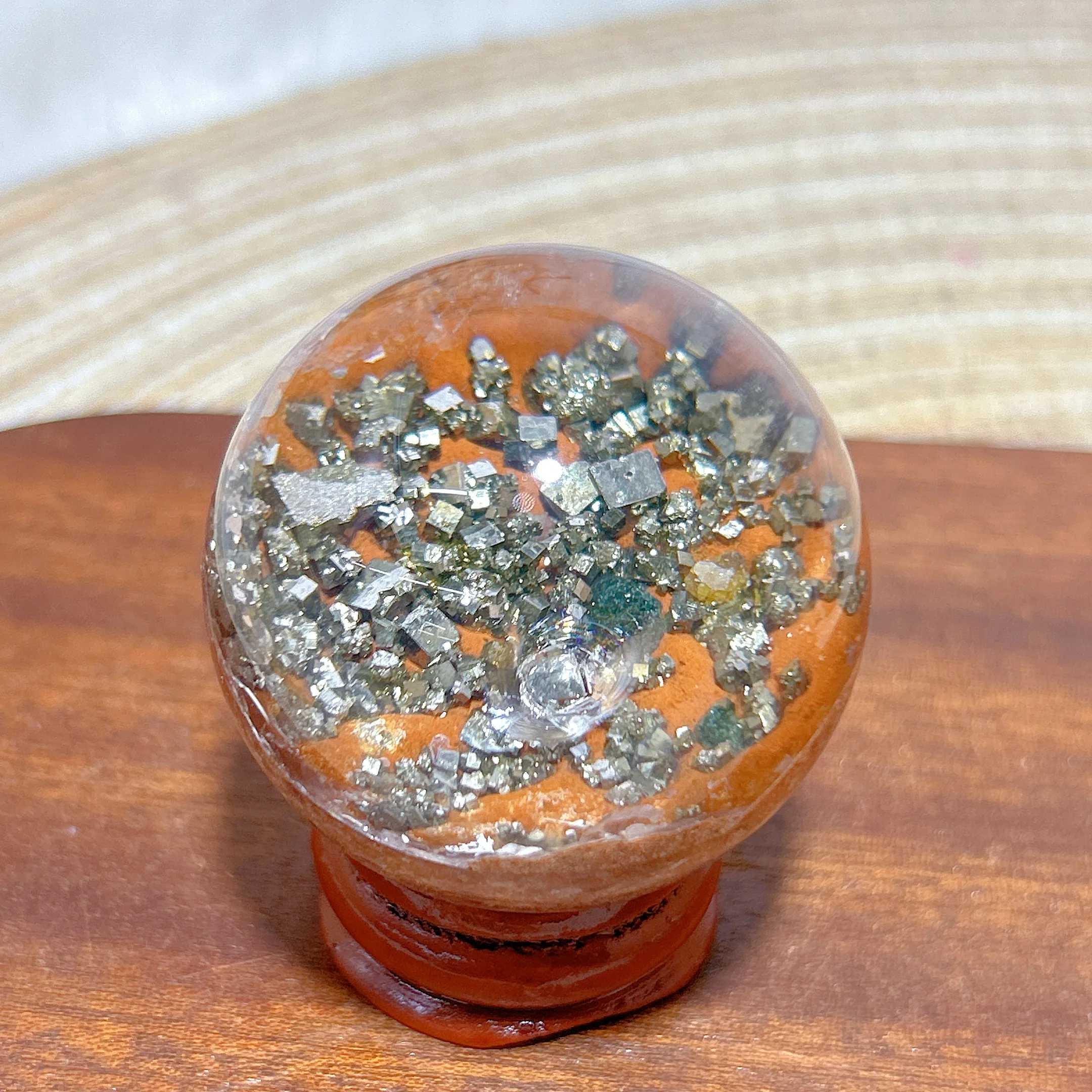 Natural Crystal Brazil Pyrite Garden Sphere Polished Healing Ball Ornament Mineral Reiki Home Decorations Room Decor Gift