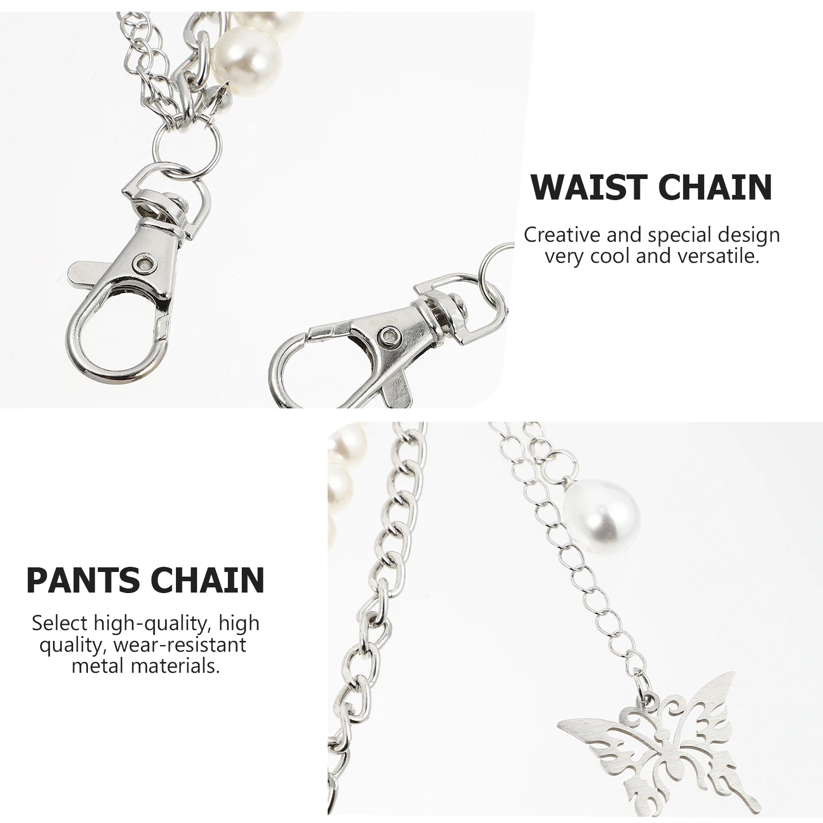 

2pcs Butterfly Waist For Beach Party Wedding Festival Decorative Jeans Chain Fashion Waist Chain Body Jewelry