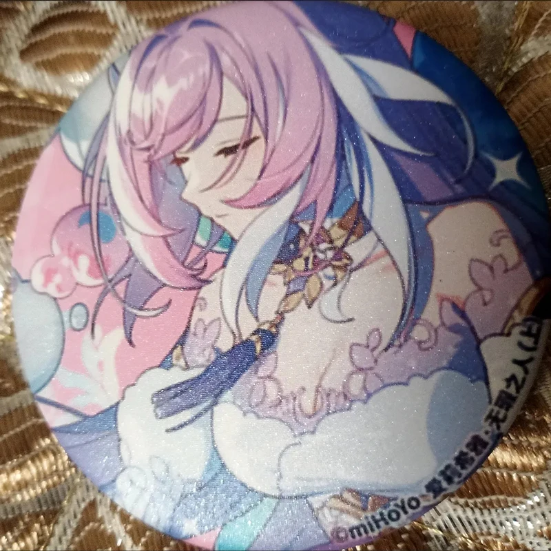 Anime Pin Honkai Impact 3 Elysia Stigmata Figure Cosplay Badge Backpack Icon Button Laser Powder Brooch Fashion Accessories Gift