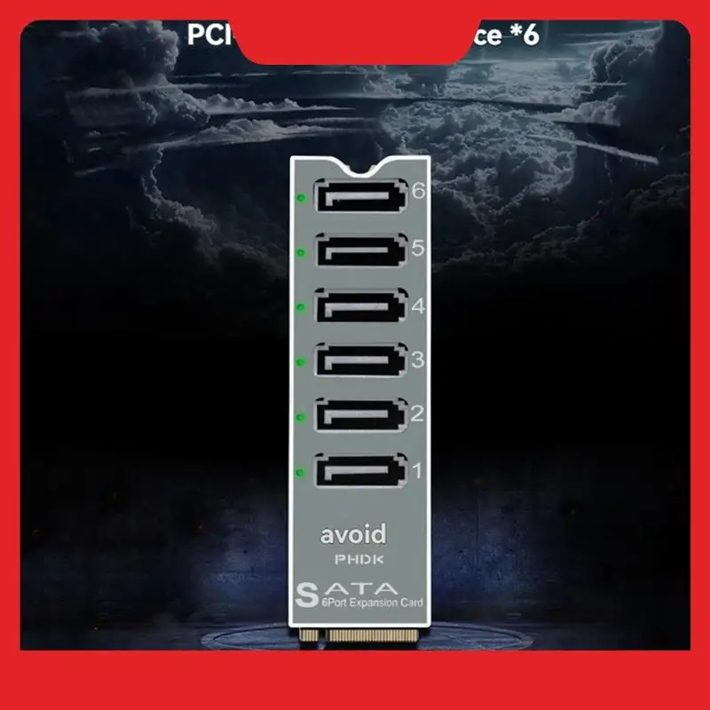 PHDK Adapter Card M. 2 Nvme To SATA3.0 6-Port PCI-E To SATA 6Gbps ASM1166 Chip Expansion Support PM