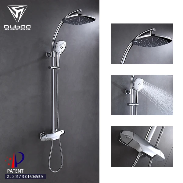 Thermostatic Shower Mixer For Bathroom With Rainfall Shower Head And Handle Sprayer