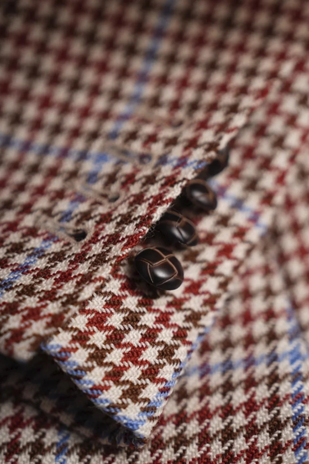 Hahnentritt-Luxus-Hochzeitsmantel für Männer, Ellenbogen-Patch, Blazer, Revers, einreihiger Mantel, nur Jacke nach Maß – Detail 6