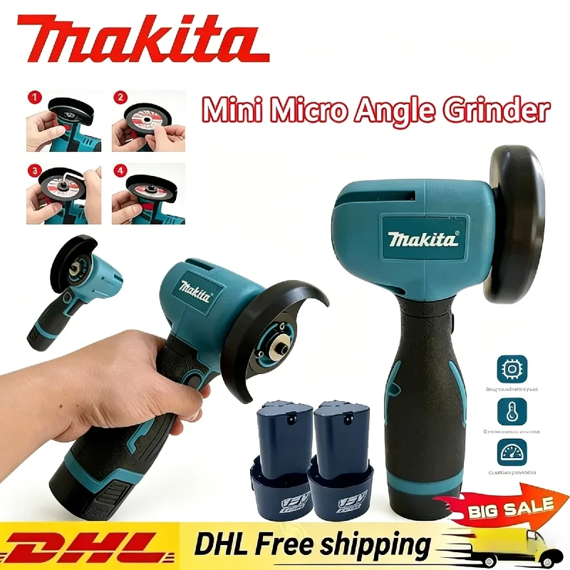

Makita 12V Cordless Miniature Rechargeable Mini Angle Grinder with Battery Cutting Blade Polishing Grinder for Cutting Diamond