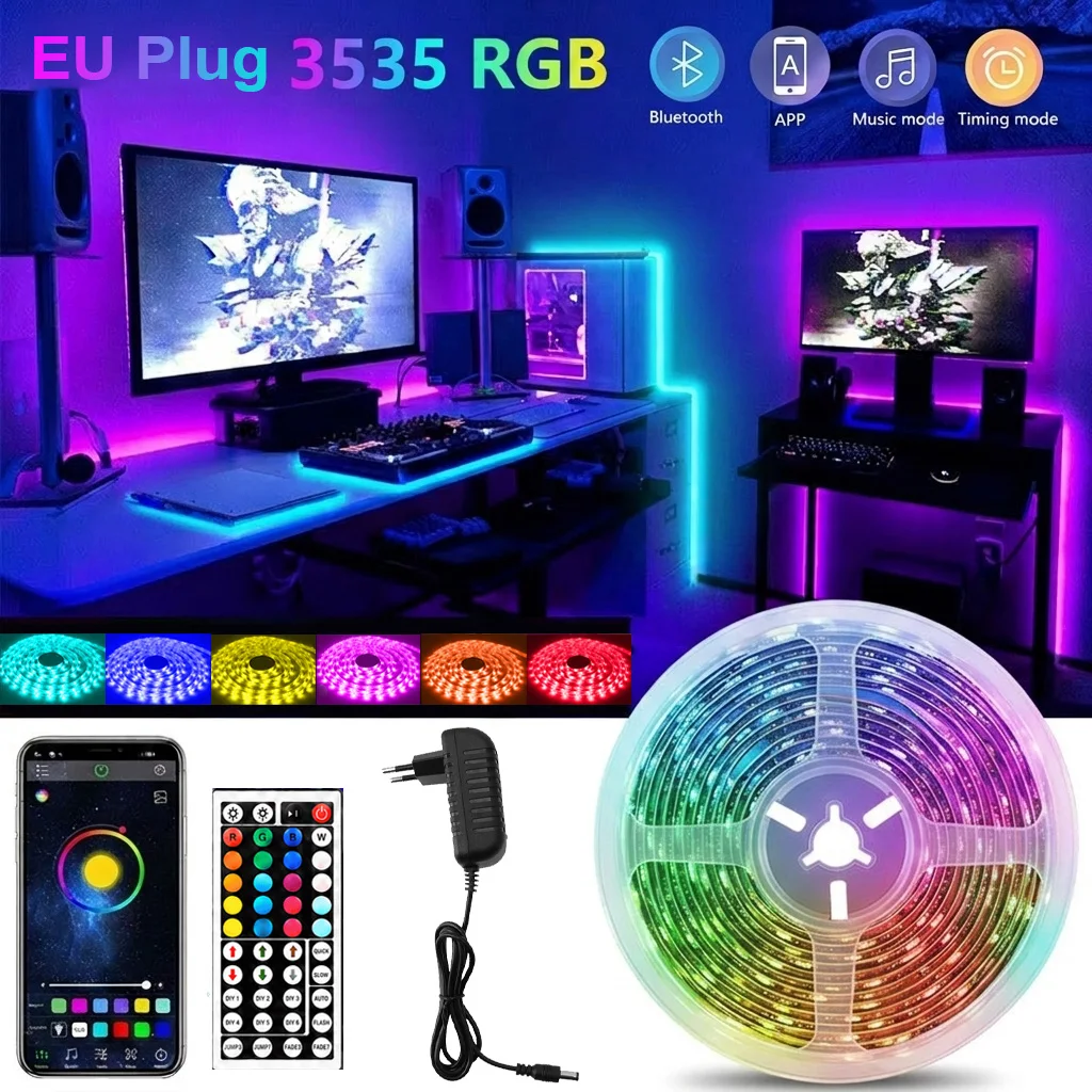 Smarte LED-Lichtstreifen, RGB-Lichtstreifen mit Musik-Synchronisation und 44-Tasten-Fernbedienung, LED-Lichter für Schlafzimmer, Farbwechselnde LED-Lichter mit Bluetooth-App-Steuerung,