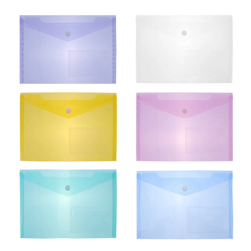 6 Pcs File Holder Paper Organizer Folder A5 Bag Clear Purse Office Pouch Plastic Pp Travel Business Storage Student Tote