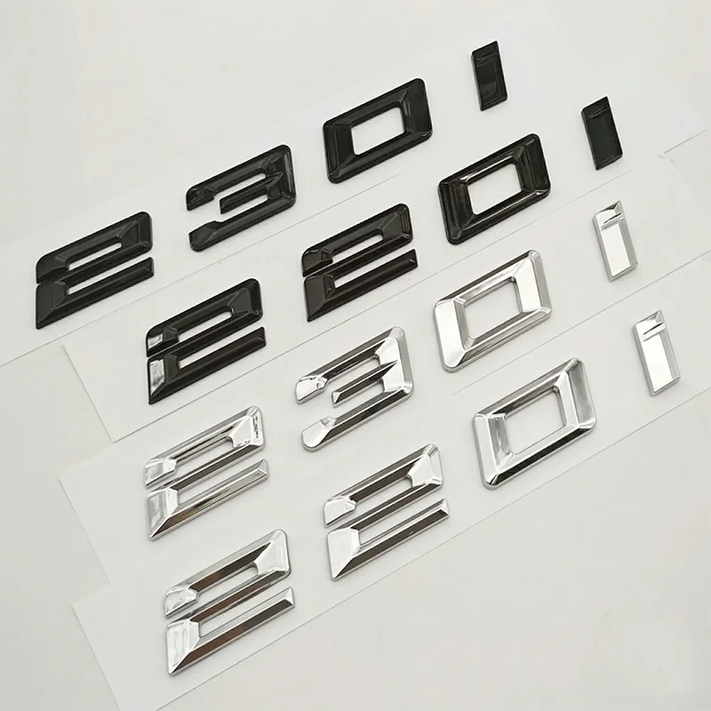

3D Glossy Black Chrome 220i 230i Emblem Badge Letter Rear Trunk Decal Sticker For BMW 2 Series F22 G42 Car Styling Accessories