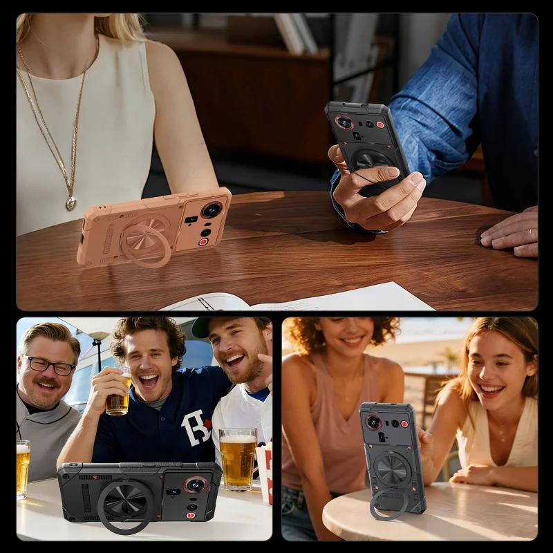 Magnetyczne etui na telefon z podstawką do Nubia Z70 Z60 Z80 Ultra, miedziane odprowadzanie ciepła, uchwyt samochodowy, odporna na wstrząsy osłona ochronna. — zdjęcie produktu 2
