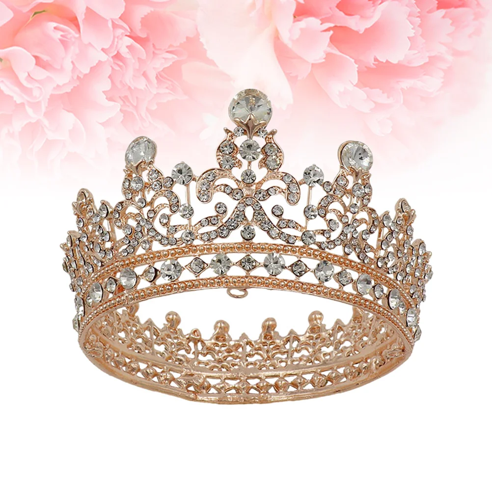 Rhinestone Hair Crown Baroque Crystal Tiara Bridal Headdress Lightweight Alloy Wedding Party Accessory for Bride Women