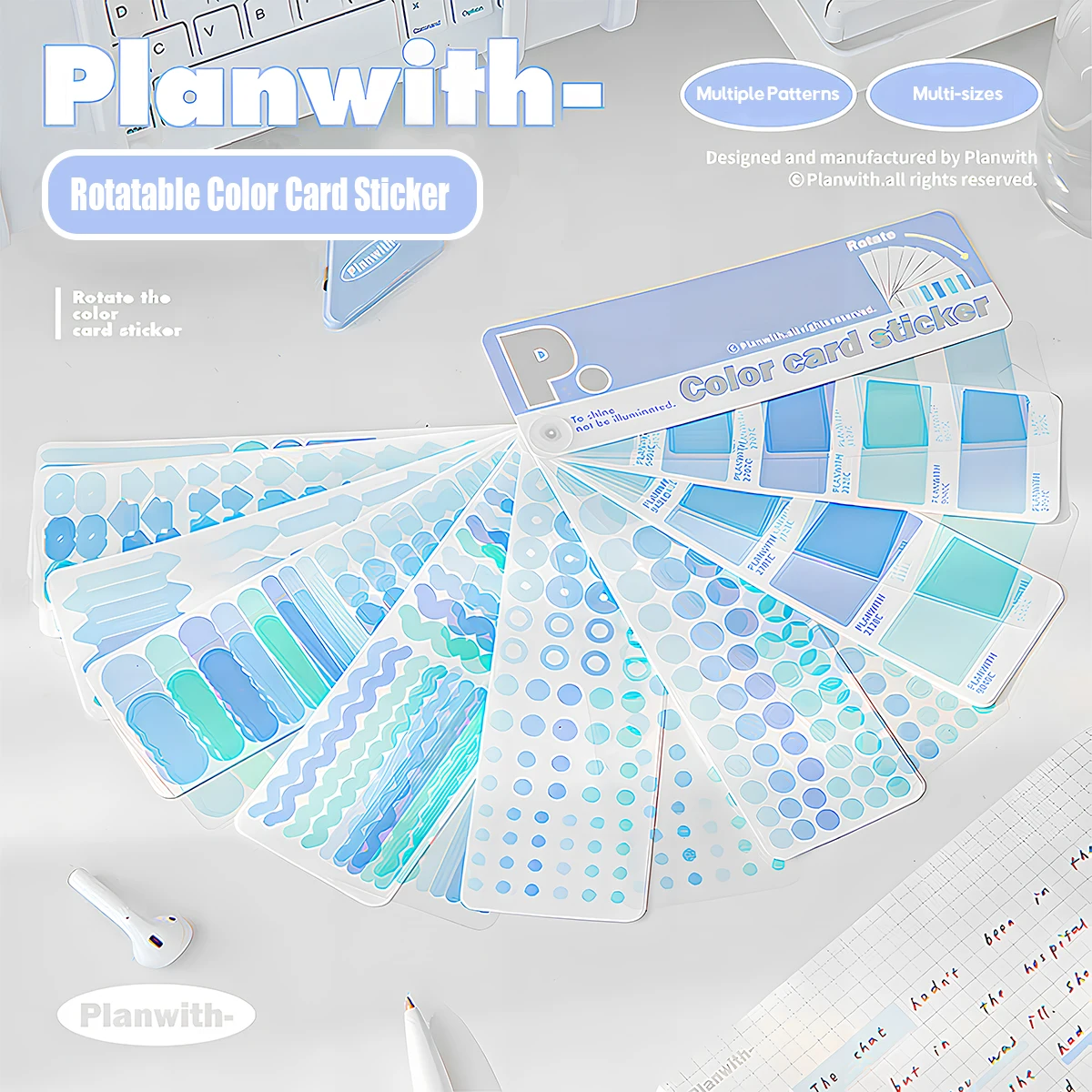 Planwith Durable Rotatable Color Card Tabs Reusable Writable PET Stickers Creative Index Planner Bookmark Students Organization