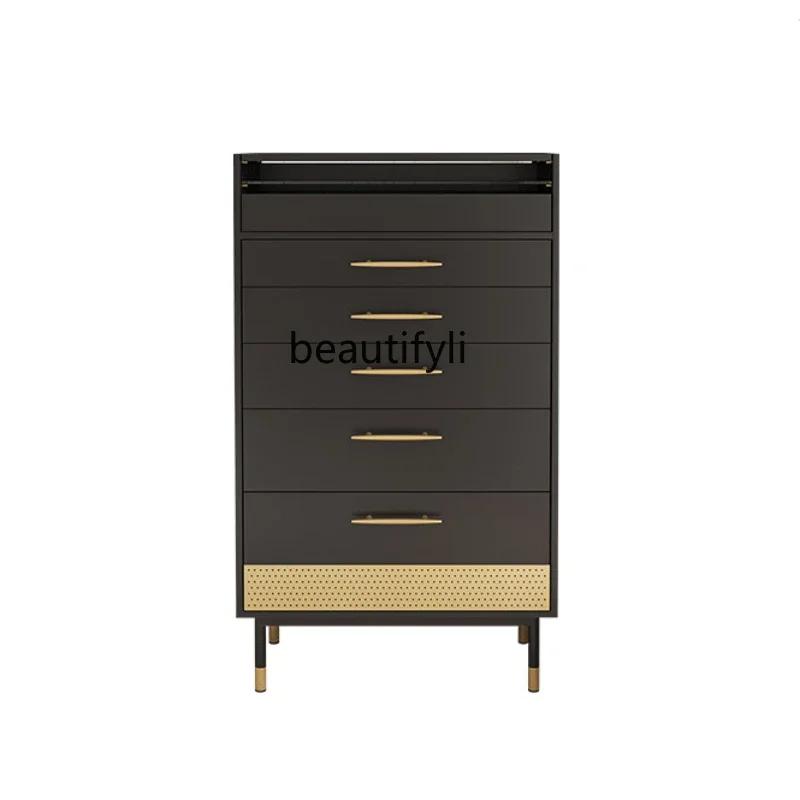 

New style High-Grade Solid Wood Jewelry Storage Cabinet Cabinet for Accessories Chest of Drawers Clamshell with Mirror ss 7304