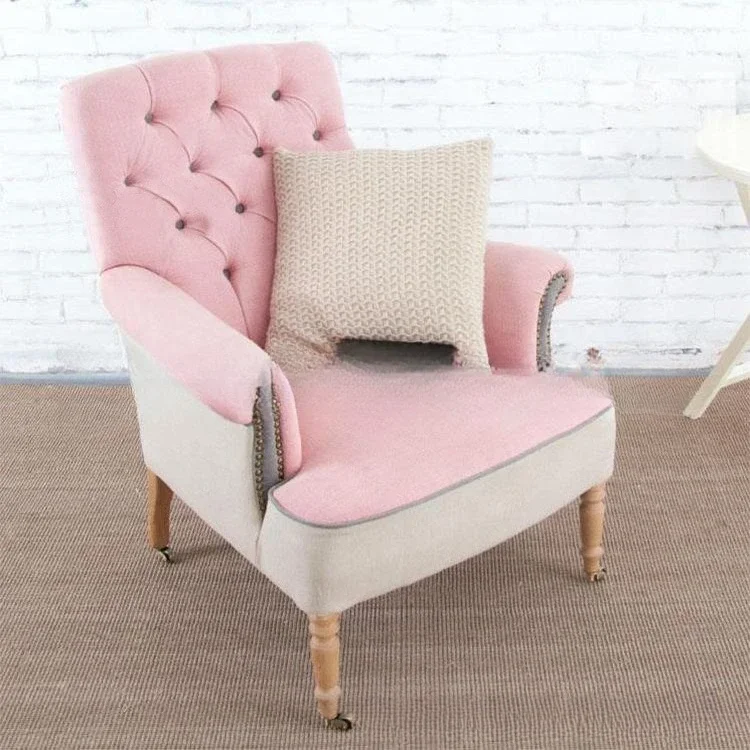 Divano americano in tessuto singolo mobili soggiorno moda fibbia borsa morbida divano sedia sedia principessa rosa per il tempo libero