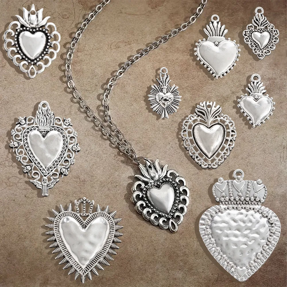 

Модные аксессуары для одежды своими руками с древним серебряным высококачественным сплавом и украшениями в форме сердца