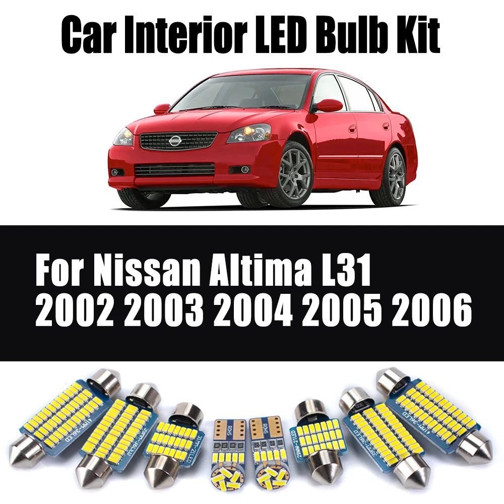

16Pcs Canbus For Nissan Altima L31 2002 2003 2004 2005 2006 Car Bulbs LED Interior Reading Dome Trunk Vanity Mirror Light Kit