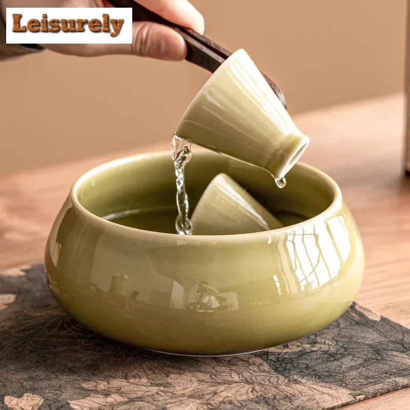 850ml-yaozhou-kiln-celadon-jianshui-tea-cup-wash-tea-garbage-can-tea-residue-bucket-writing-brush-washer-chaxi-teaware-ornaments