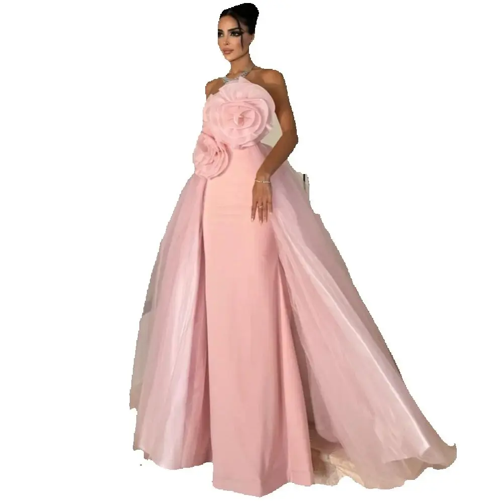 

Классические изысканные джерси с цветочной складкой по индивидуальному заказу, длинные платья трапециевидной формы без бретелек, на заказ, сложности