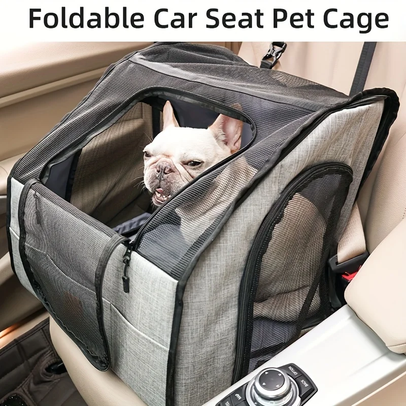 

Pet Travel Safety Foldable Dog Cage, Car Travel Dog Cage For Small And Medium Sized Dogs, Portable Car Seat Dog Kennel