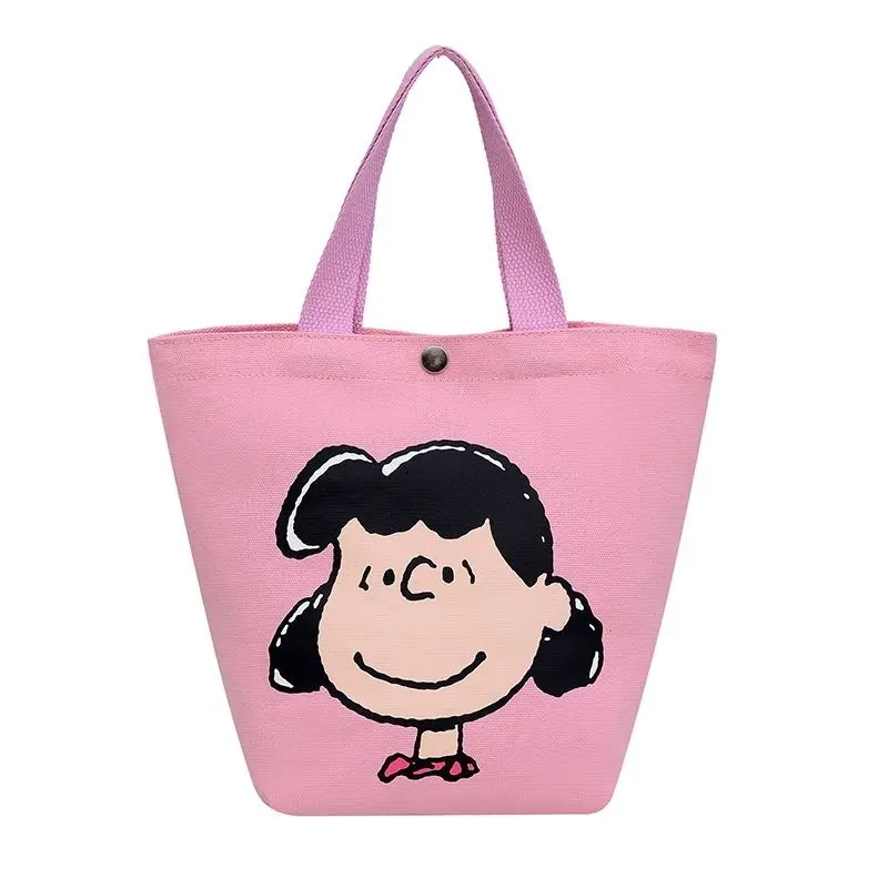 Snoopy anime peripherals, candy-colored cartoons, sweet handbags, cute prints, high-looking canvas bags, simple and versatile