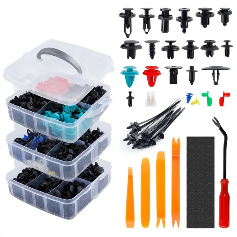 ABQB-Auto Door Trim Panel Retainer Push 725Pcs Car Fastener Clip Mixed Plastic Fasteners Kit Engine Cover Liner Rivet Clips