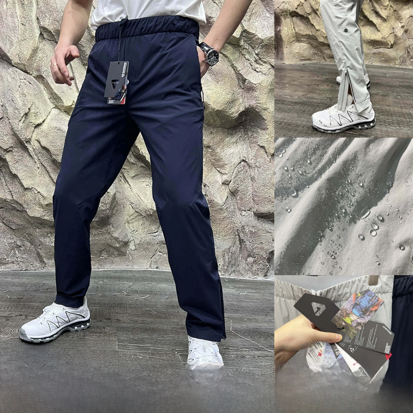 PATERNO Reflective Design Split Casual Pants Thin Quick Dry Summer High End Leisure Trousers Straight Leg Zipper Pocket