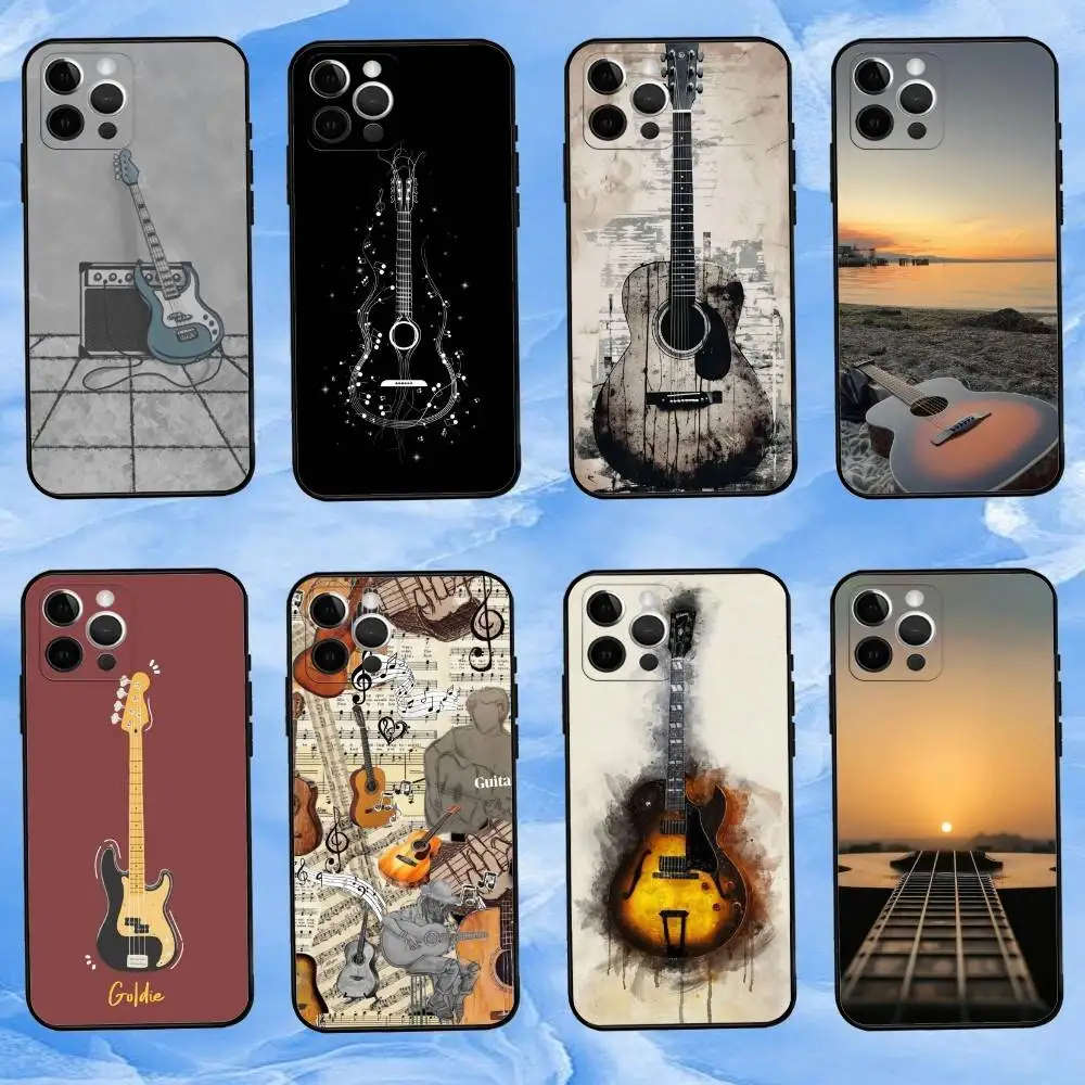 

Musical G-Guitar A-Art Phone Case For iPhone 17,16,15,14,13,12,11 Plus,Pro Max,XS,Soft Silicone Black Cover