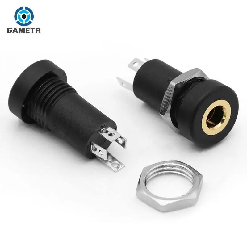 1 Stuks Pj392a 3.5Mm Audio Jack Socket 3 Pole Zwart Stereo Soldeer Paneel Mount Drie Of Vier Voet Met Interne Schroefdraad