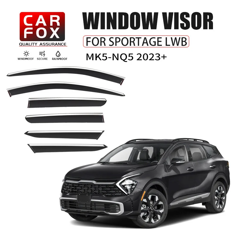 

Window Visor For Kia Sportage Kx5 2002-2024 Window Sun Awning Rain Shelter Deflector Guards Weather Shield Car Accessories 4Pcs