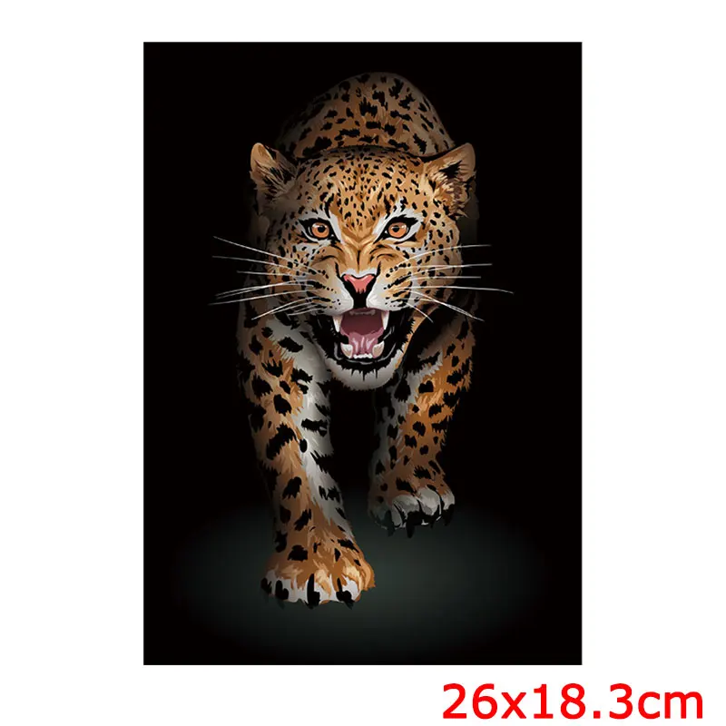 Animal Patch Thermo Sticker On Clothes Leopard Wolf Punk Patches For T-Shirt Iron On Transfer For Clothing Applique Thermal DIY