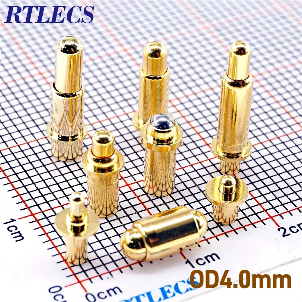 2/5/20Pcs Overall Diameter 4.0mm High Current Pogo Pin Connector 1A 2A 4A 5A Battery Spring Loaded Needle Test Probe Gold Plated