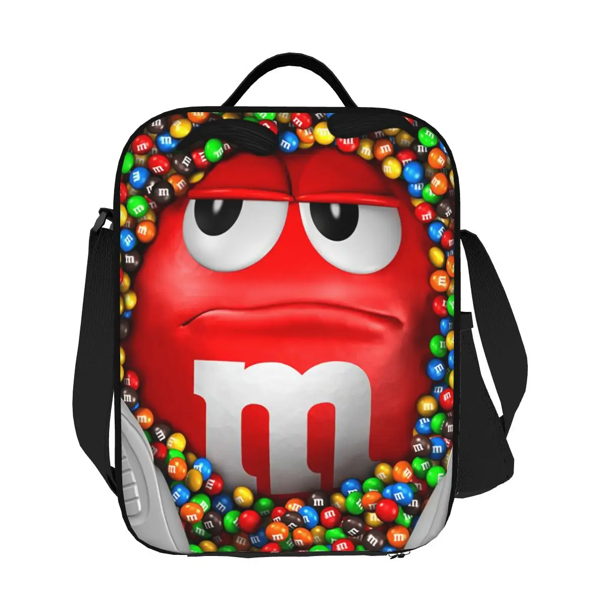 Fiambreras reutilizables personalizadas con personajes de dibujos animados de caramelo de Chocolate MMS para mujer, bolsa de almuerzo con aislamiento térmico para alimentos a prueba de fugas