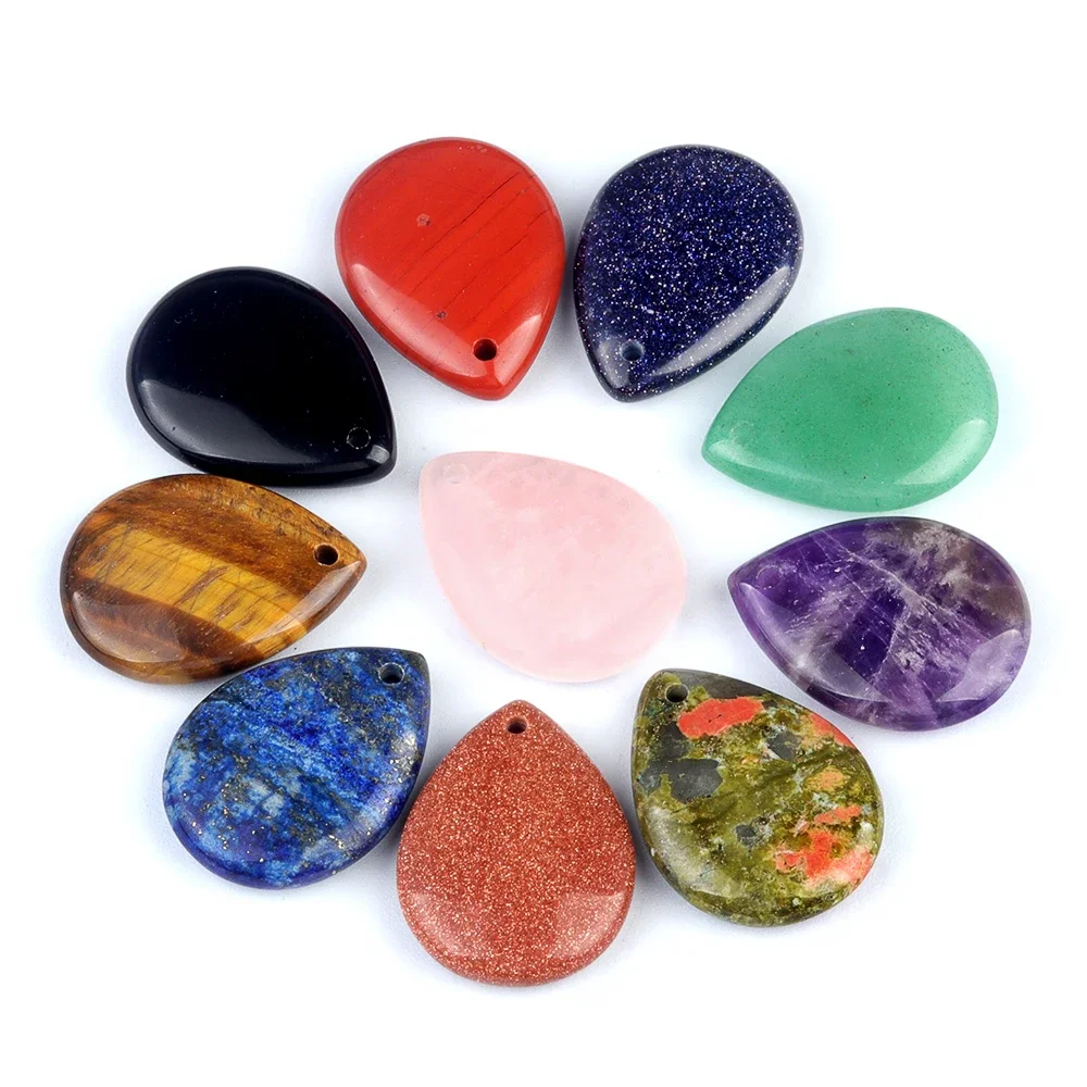12 ألوان قطرة الماء على شكل 25x33 مللي متر الطبيعية شبه حجر كريم الخرز اليدوية تلميع DIY بها بنفسك مجوهرات إكسسوارات عقد 1 قطعة #4