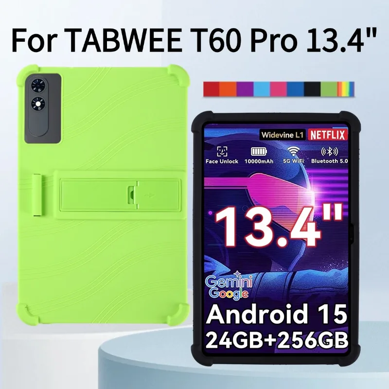 

For TABWEE T60 Pro Tablets 13.4"Case Shockproof Airbags Soft Silicone tabwee t60 pro Ajustable Stand Cover