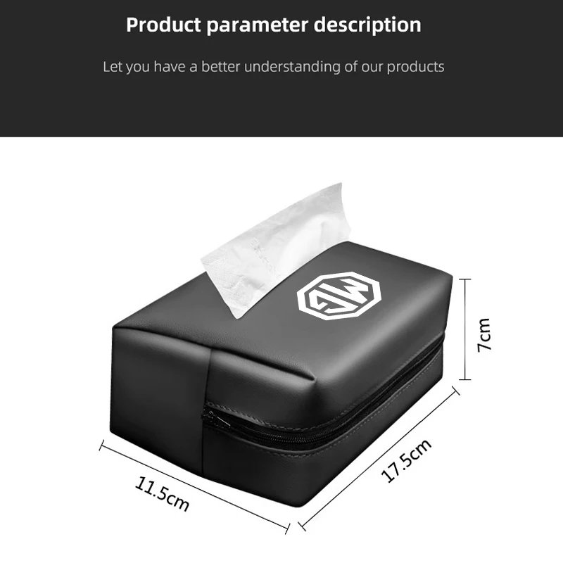 صندوق مناديل داخلي للسيارة من الجلد حقيبة ورق تواليت معلقة لـ MG HS MG4 EV Cyber X MARVEL R ZS ES5 ONE Cyberster MG3 MG5 MG7 MG6 #3