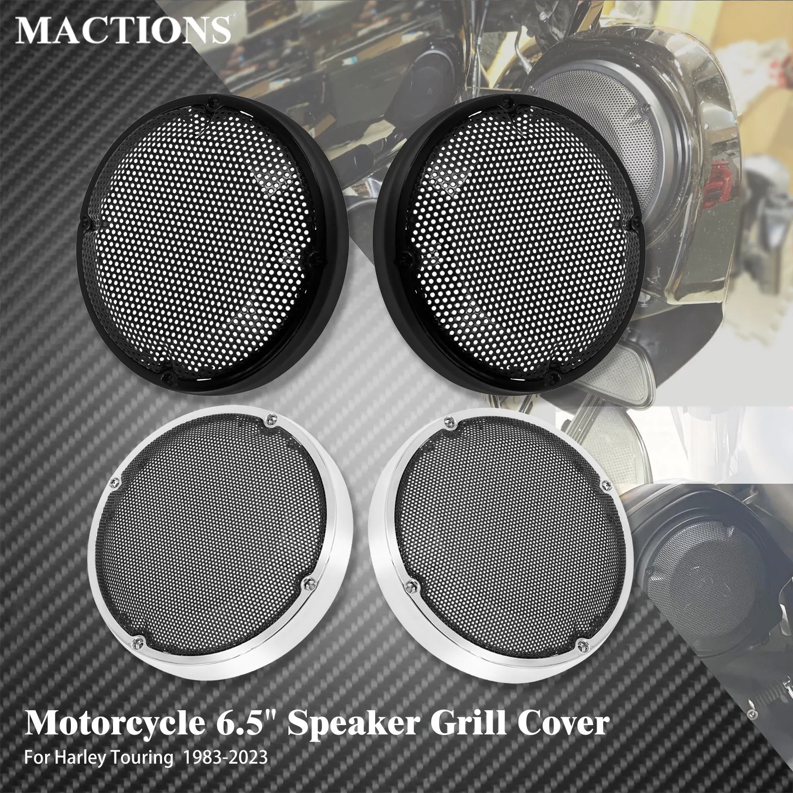 

Motorcycle 6.5" Speaker Grill Cover For Harley Touring Road King FLHR Street Electra Glide FLHTK 1983-2023 Round Mesh Lid Grills