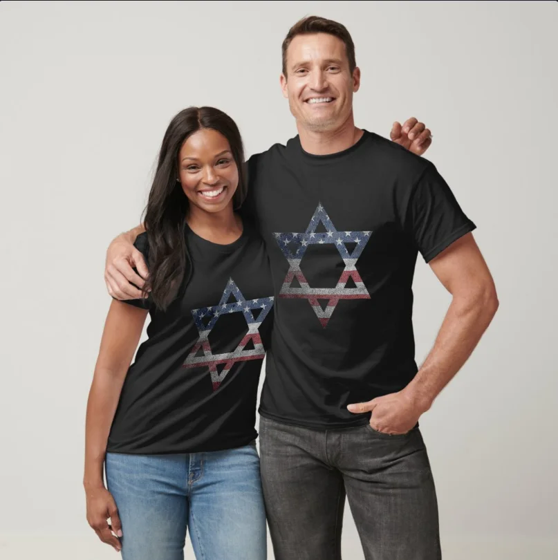 Distressed USA Flag Star of David Jews Jewish Gift T-Shirt 100% Cotton O-Neck Summer Short Sleeve Casual Mens T-shirt Size S-3XL