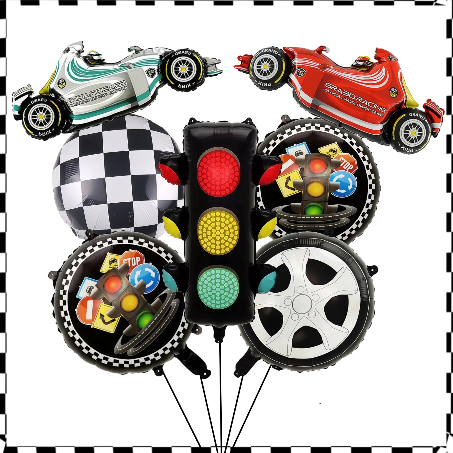 Race Car Party Decorations F1 Racing Car Balloons Tableware Plates Napkins Cups Banner for Boys 1‑9 Birthday Party Supplies view 2