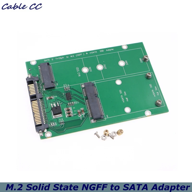 New M.2 Solid State NGFF to SATA Adapter Card MSATA Hard Drive to SATA Adapter Card 2-in-1 SATA 2.5\