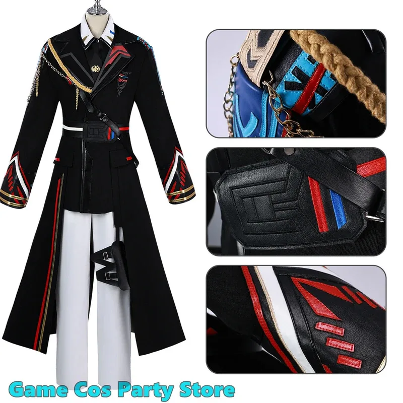 Anime Game Love and Deepspace Cosplay Costumes Caleb Black White Jacket Shirt Pants Hat Gloves Accessories Halloween Wig n.k.