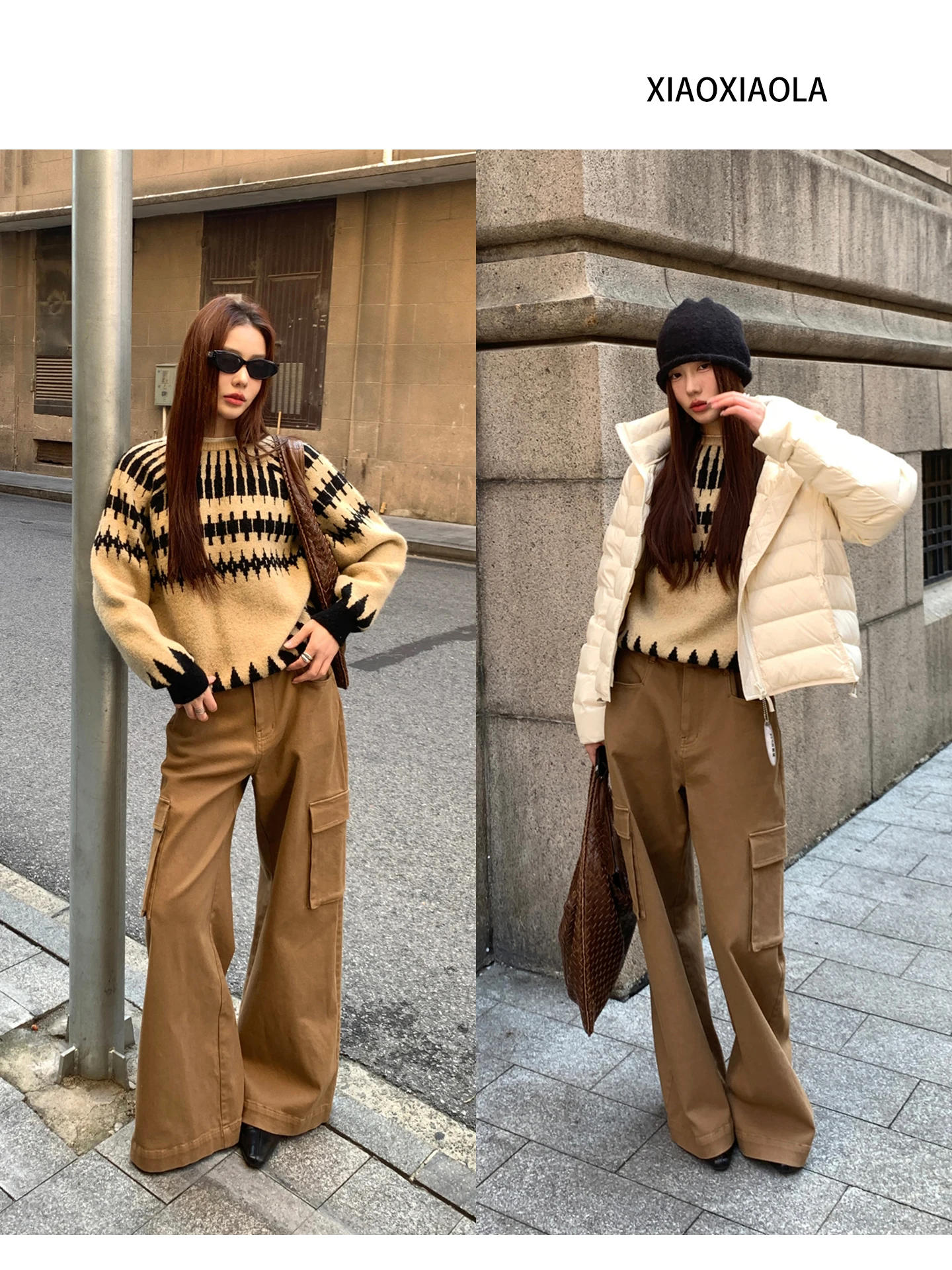 

Casual Wide Leg Jeans Loose Straight Cut Trousers Women's High Waist Cotton Denim Pants with Big kets Workwear Sle