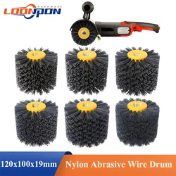 Nylon Abrasive Wire Drum Polishing Wheel 1PC For Wood Metalworking Round Brush Head Grinding Buffing 120x100x20mm