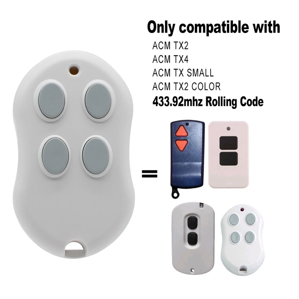 

Keychain ACM TX4 TX2 TX SMALL TX2 COLOR Garage Door Remote Control 433.92 MHz Rolling Code